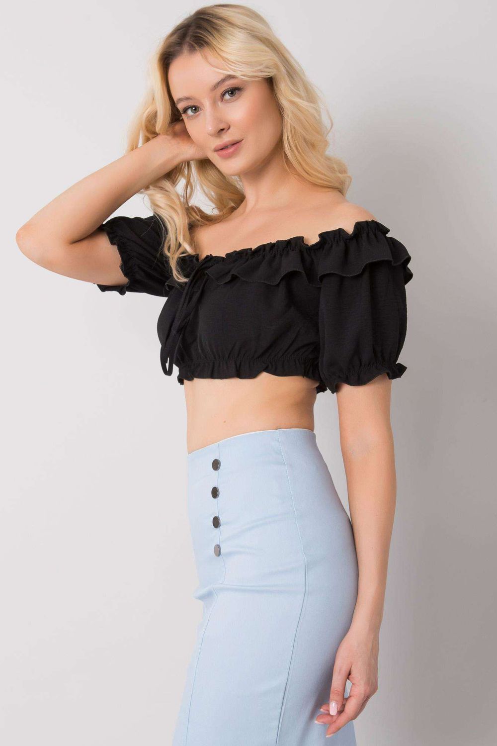 Och Bella Black Short Sleeve Blouse - view 3