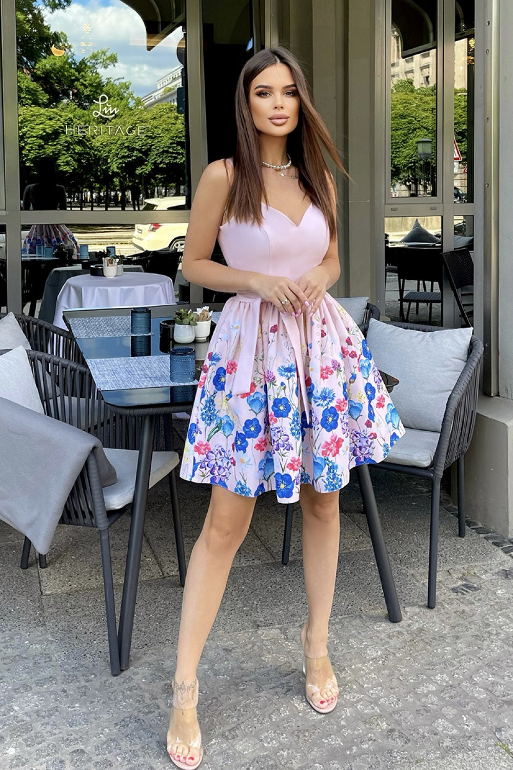 Bicotone Peach Bodycon Cocktail Dress - view 4