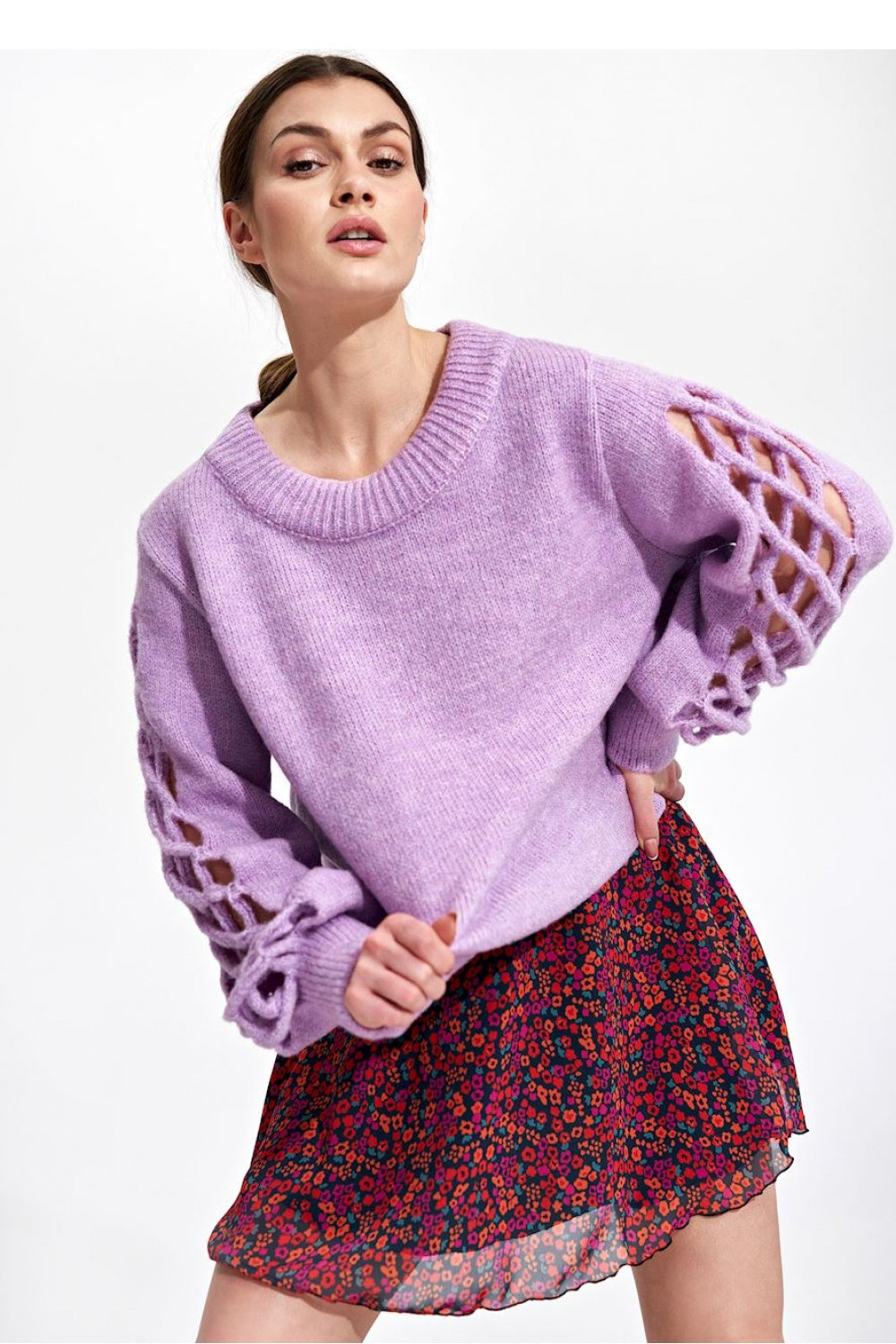 Figl Patterned Flared Mini Skirt with Pockets - view 4