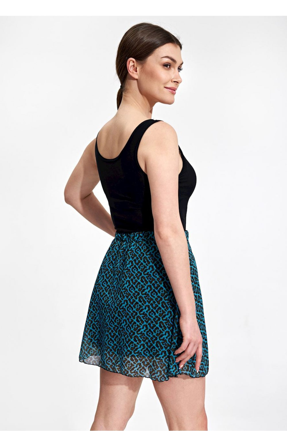 Figl Patterned Polyester Flared Mini Skirt - view 3