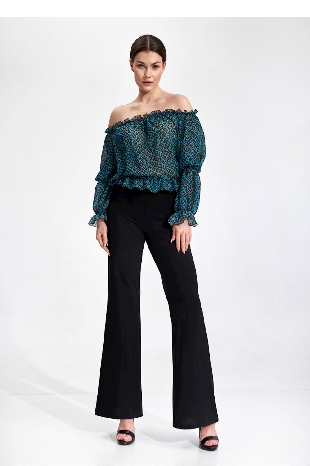 Figl Patterned Polyester Long Sleeve Blouse - view 2