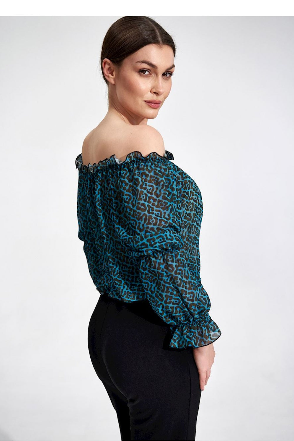 Figl Patterned Polyester Long Sleeve Blouse - view 3