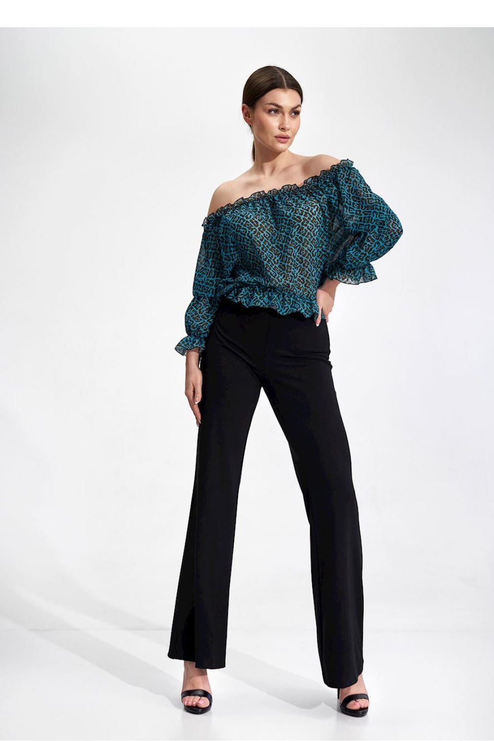 Figl Patterned Polyester Long Sleeve Blouse - view 4