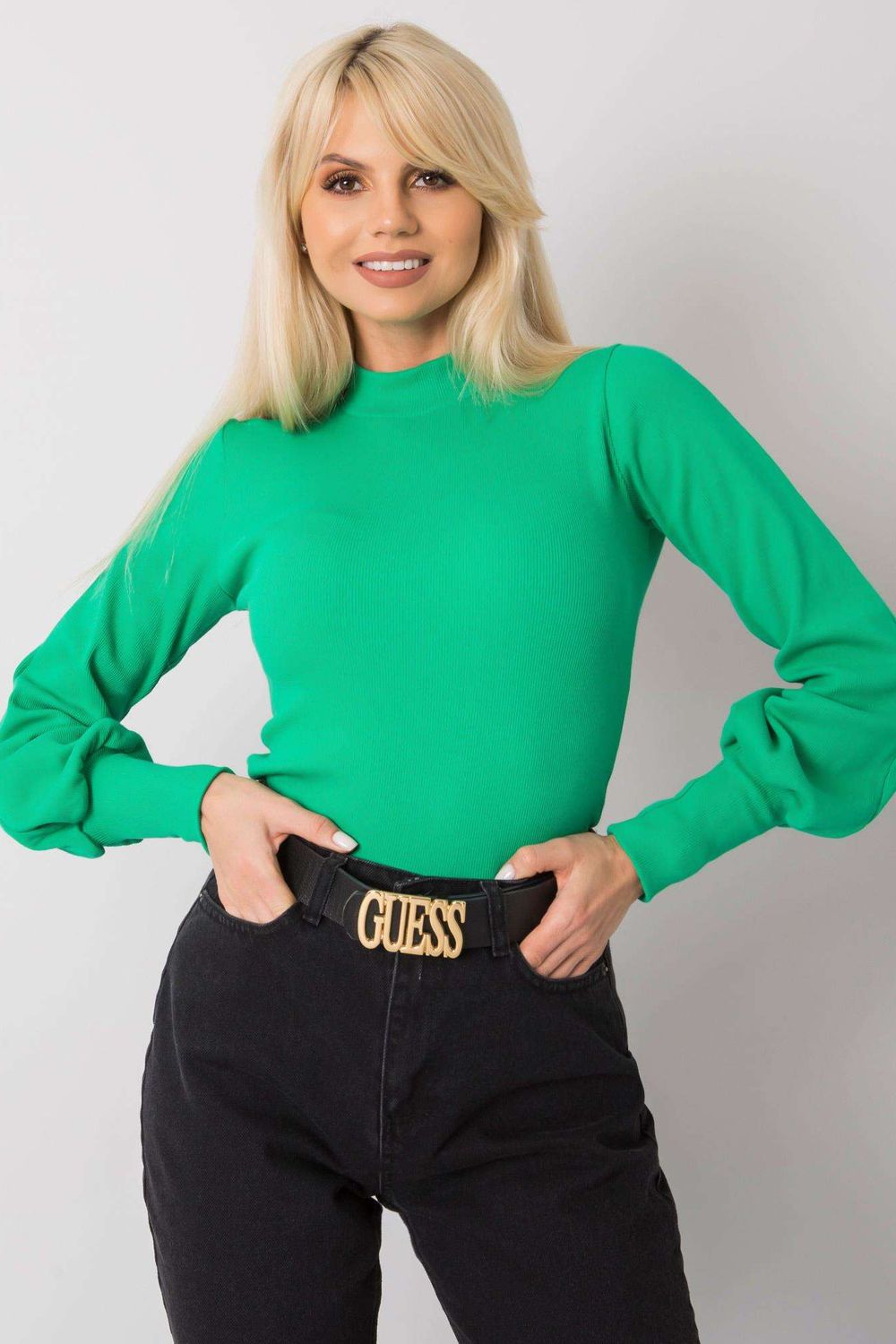 Rue Paris Green Long Sleeve Blouse