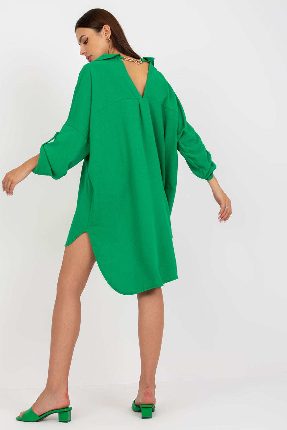 Italy Moda Light Green Long Sleeve Dress - view 3