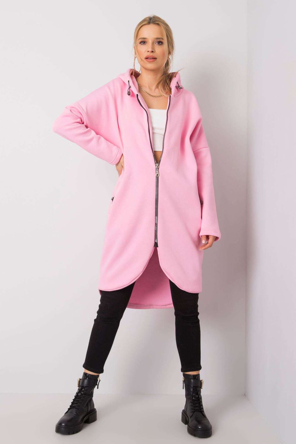 Rue Paris Pink Hooded Long Sleeve Sweatshirt
