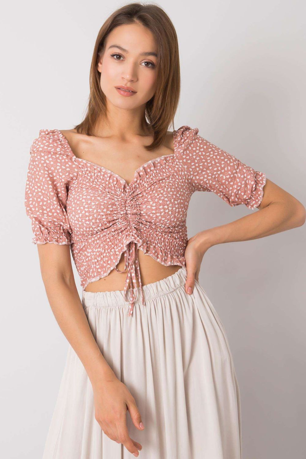 Rue Paris Dark Pink Bodycon V-Neck Blouse