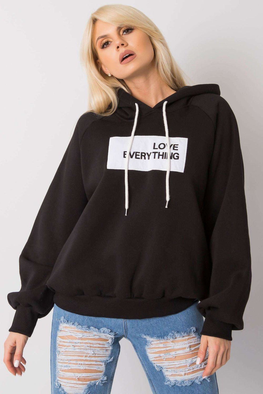 Ex Moda Black Cotton Hooded Long Sleeve Sweatshirt - view 2