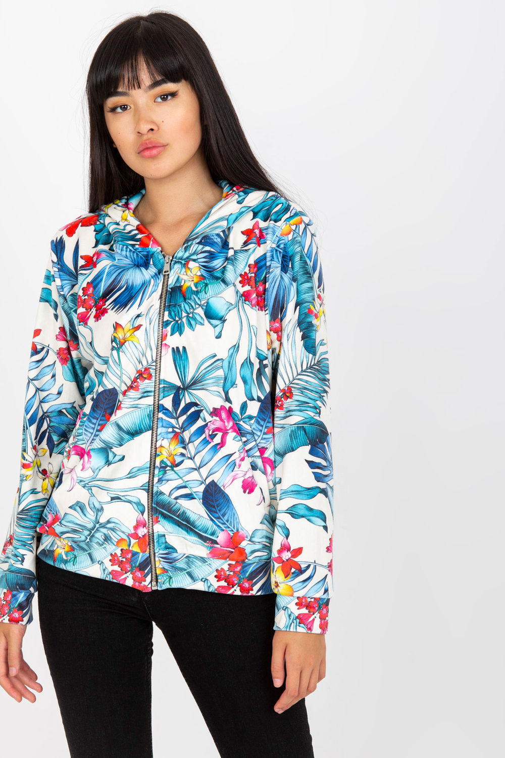 Rue Paris Blue Hooded Long Sleeve Sweatshirt