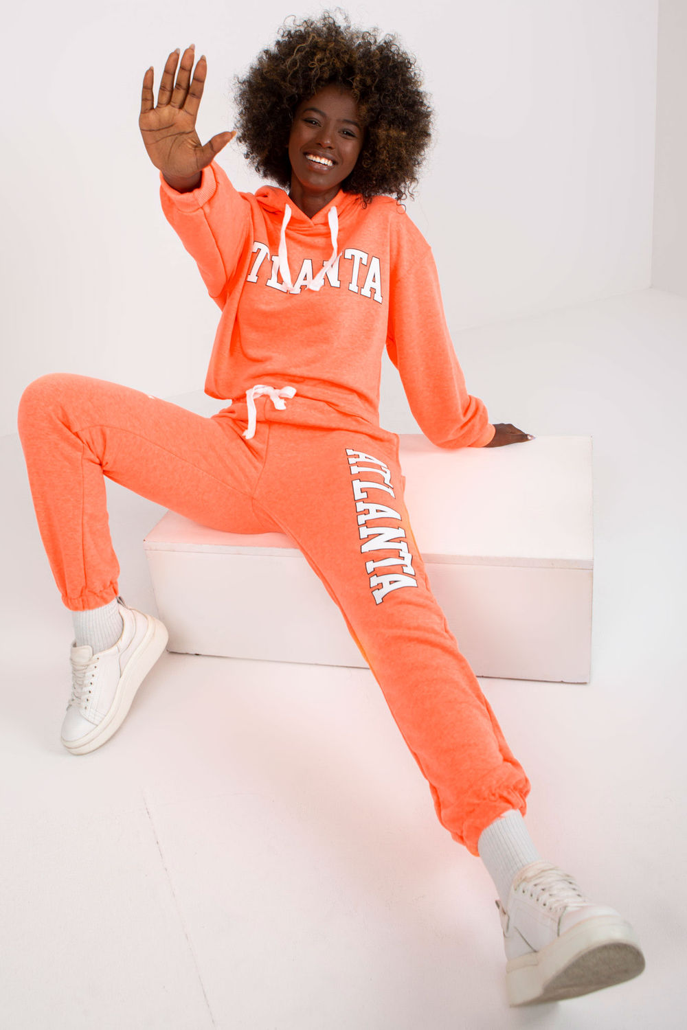 Ex Moda Neon Orange High Waisted Long Sleeve Co-Ord Set - view 2