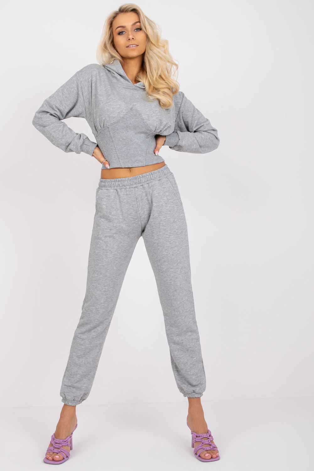 Ex Moda Grey Cotton Long Sleeve Co-Ord Set