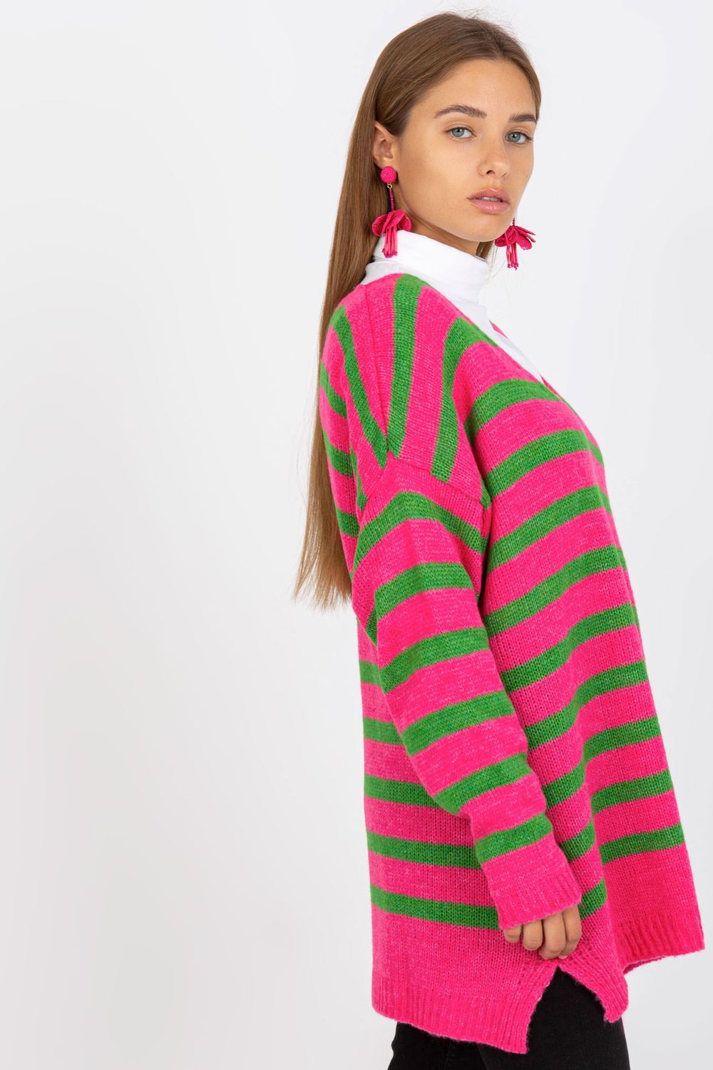 Och Bella Pink Striped V-Neck Jumper - view 2