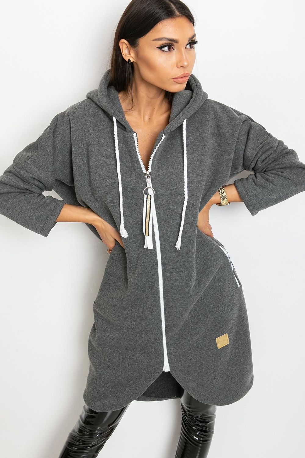 Relevance Dark Grey Hooded Long Sleeve Sweatshirt