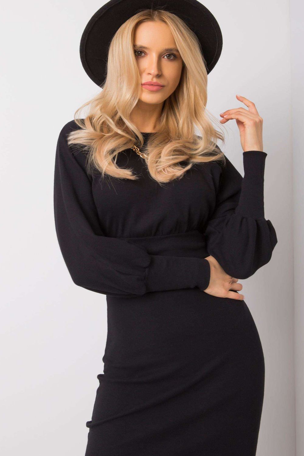 Rue Paris Black Bodycon Long Sleeve Dress
