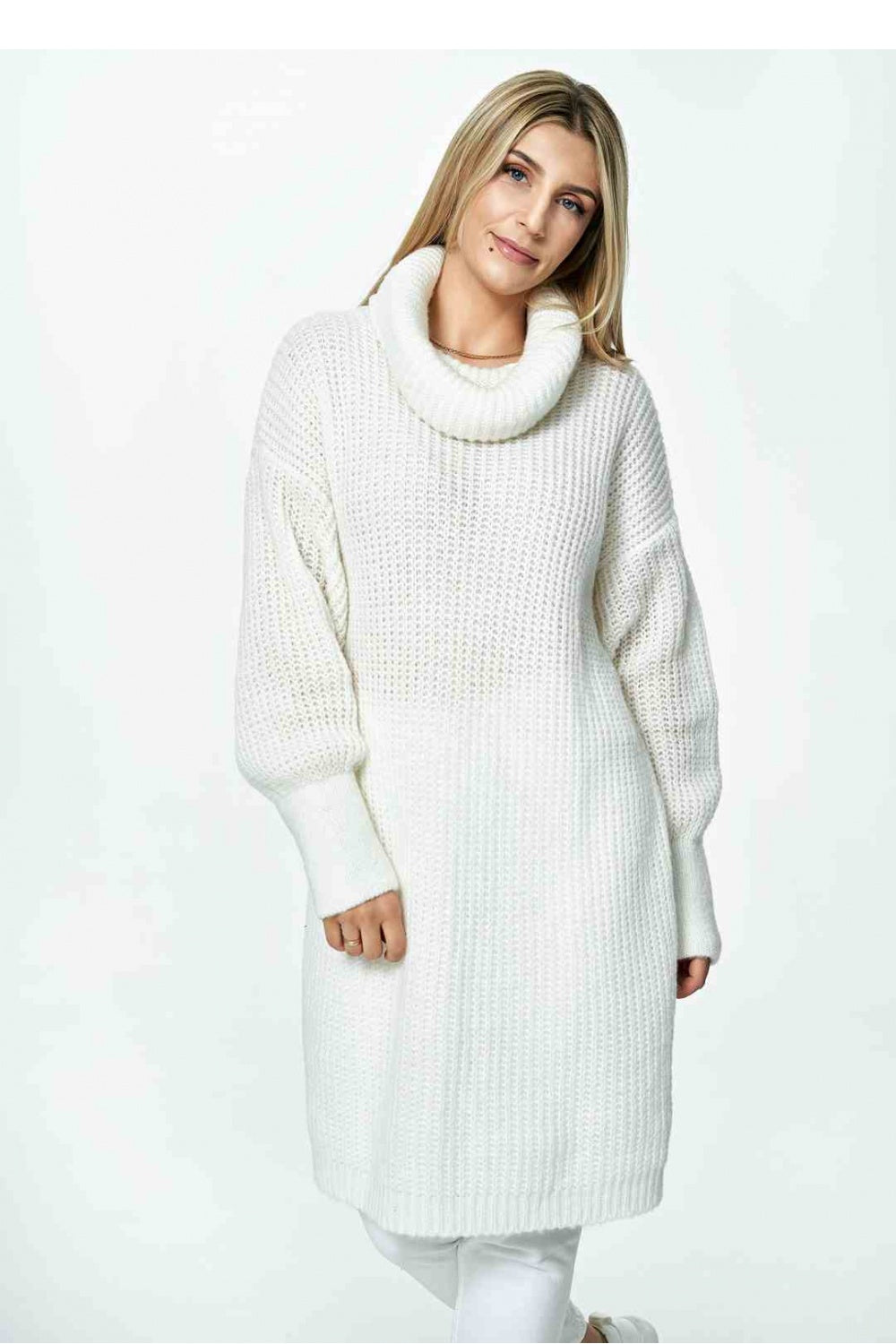 Figl Ecru Long Sleeve Longline Jumper - view 4