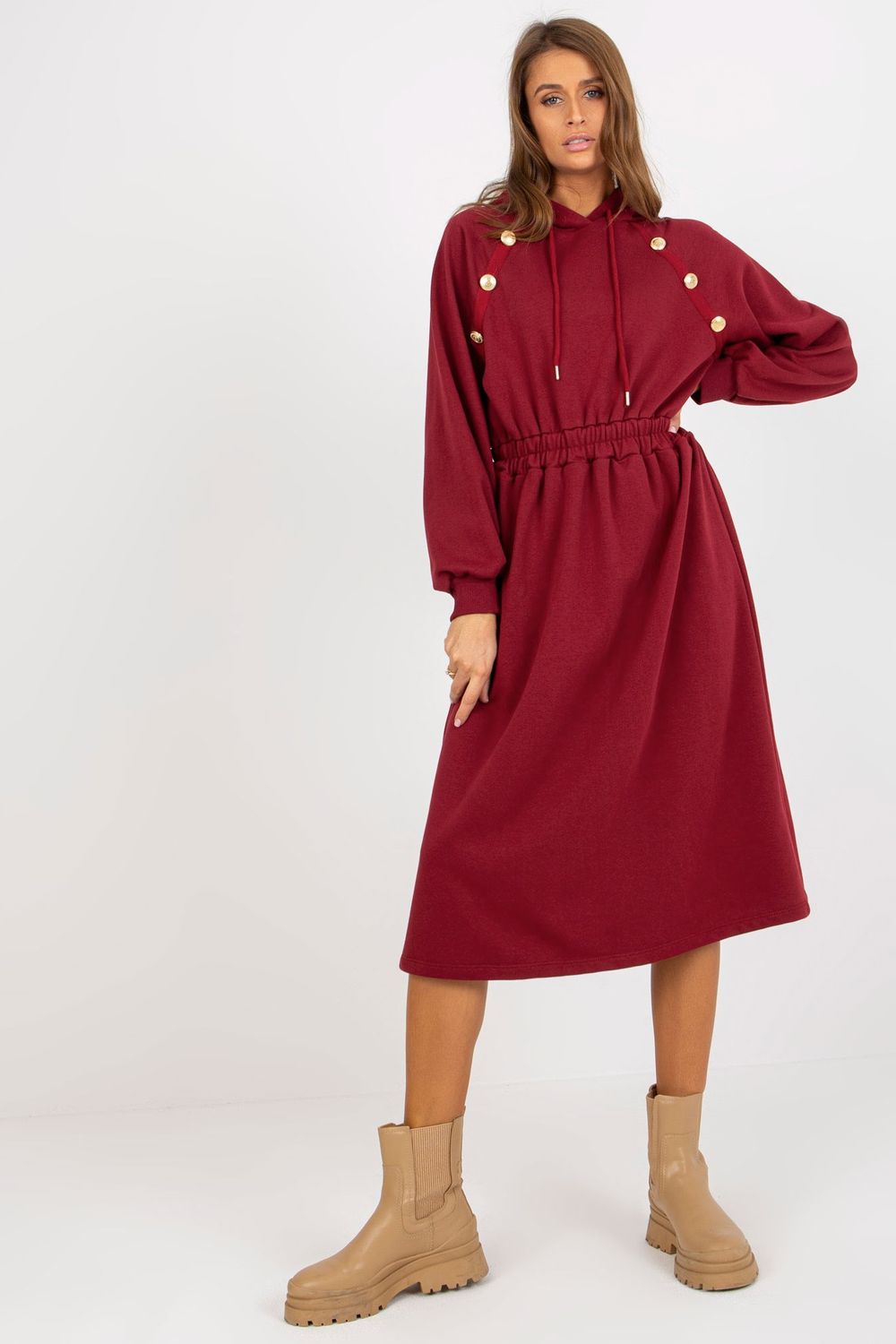 Relevance Burgundy Long Sleeve Dress - view 2