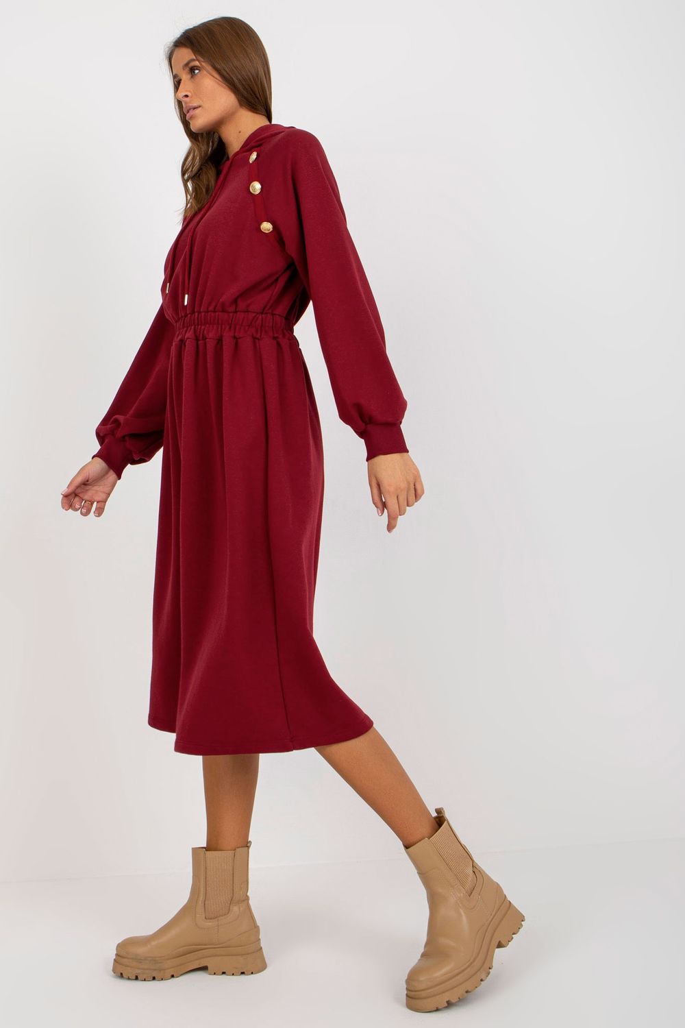 Relevance Burgundy Long Sleeve Dress - view 3