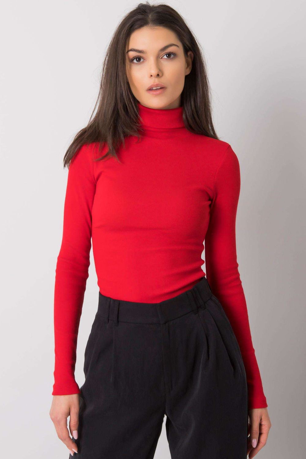 Rue Paris Red Bodycon Long Sleeve Roll Neck Jumper - view 2