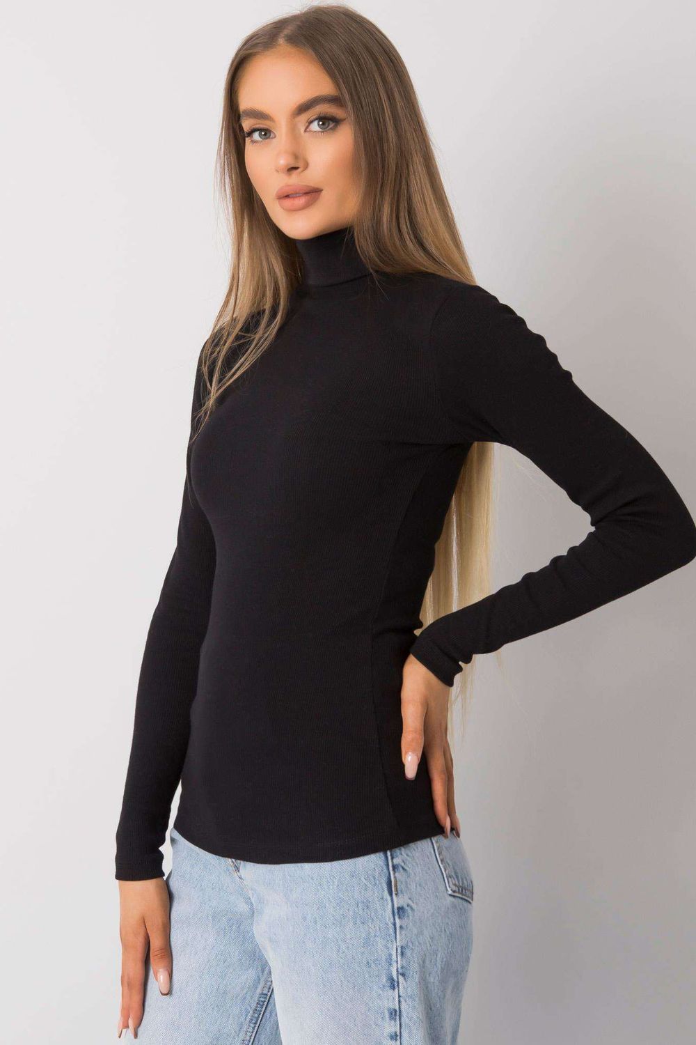 Rue Paris Black Bodycon Long Sleeve Roll Neck Jumper - view 4