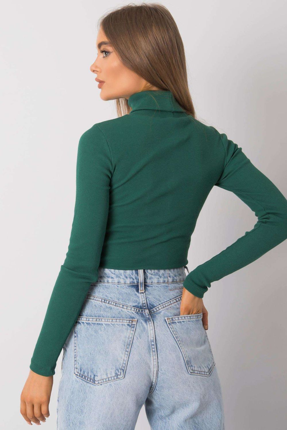 Rue Paris Dark Green Bodycon Long Sleeve Roll Neck Jumper - view 3