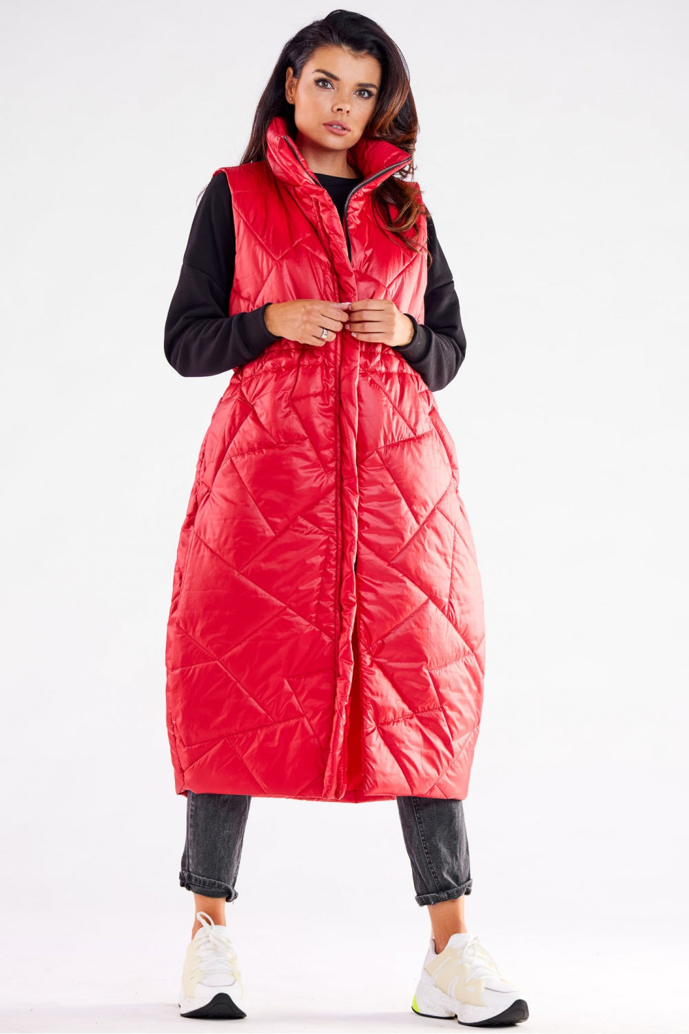 Awama Red Oversized Gilet - view 4