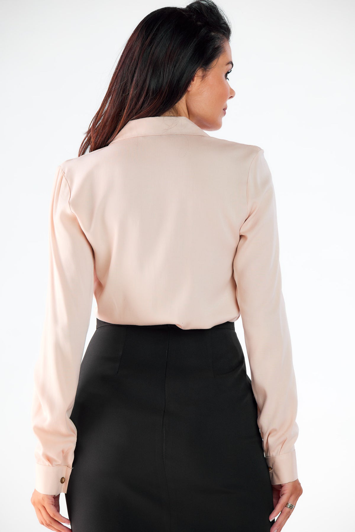 Awama Beige Button Front Long Sleeve Top - view 3