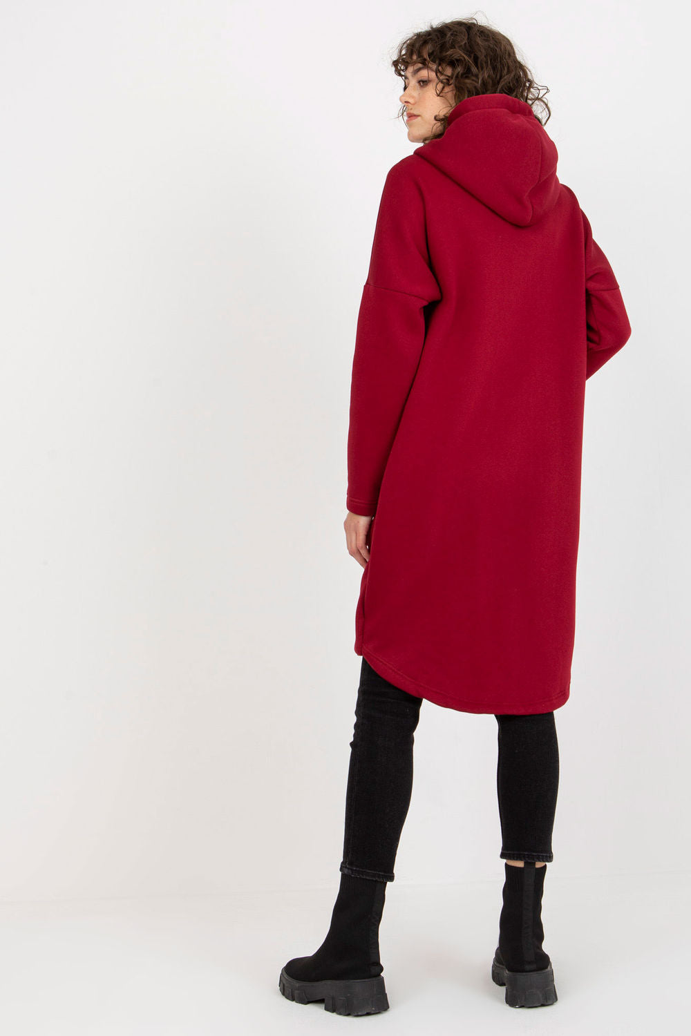 Relevance Burgundy Cotton Hooded Long Sleeve Sweatshirt - view 3
