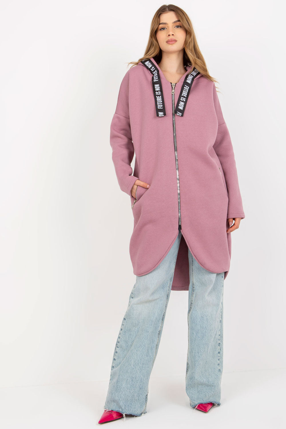 Relevance Dark Pink Hooded Long Sleeve Sweatshirt - view 2