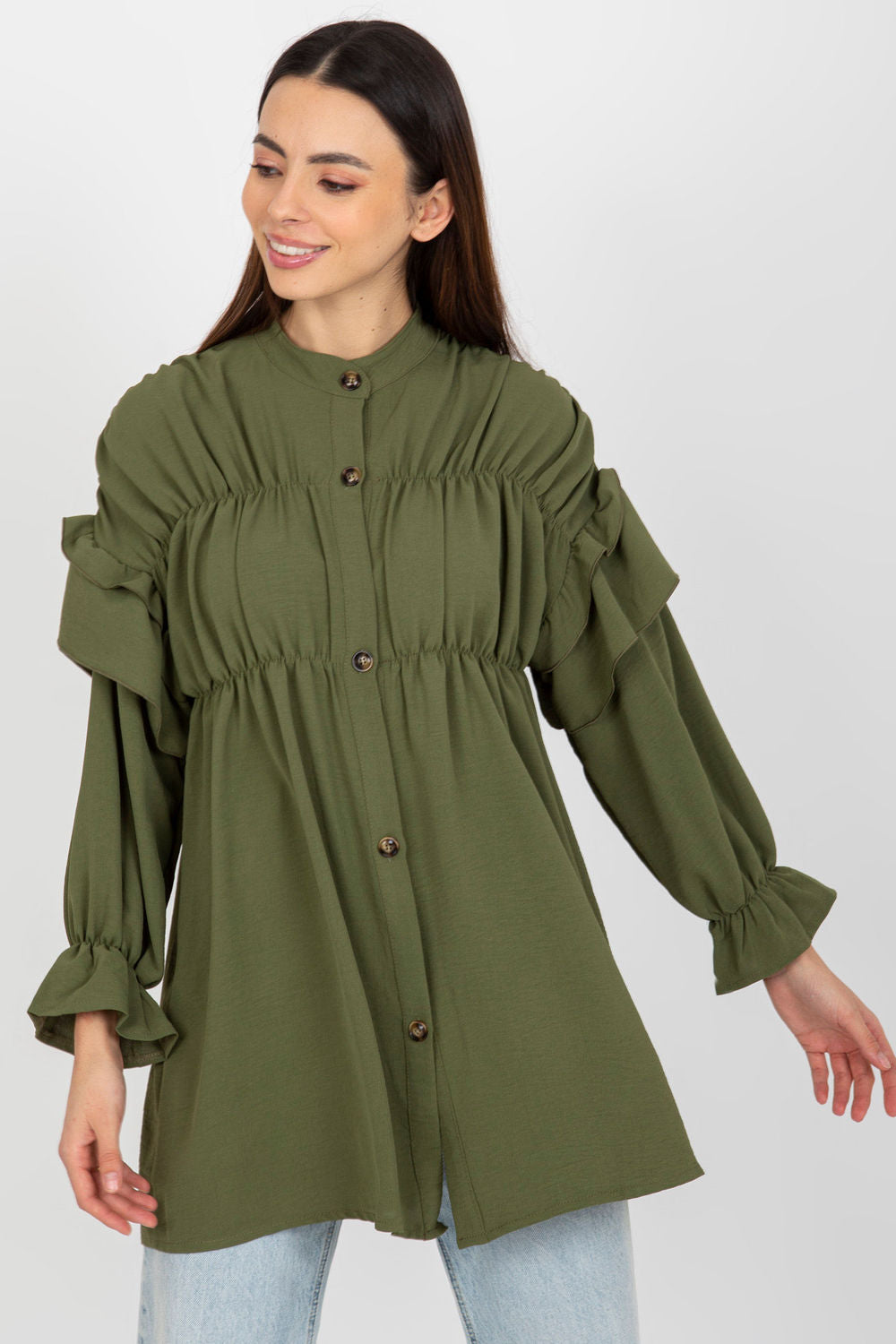 Och Bella Khaki Long Sleeve Top
