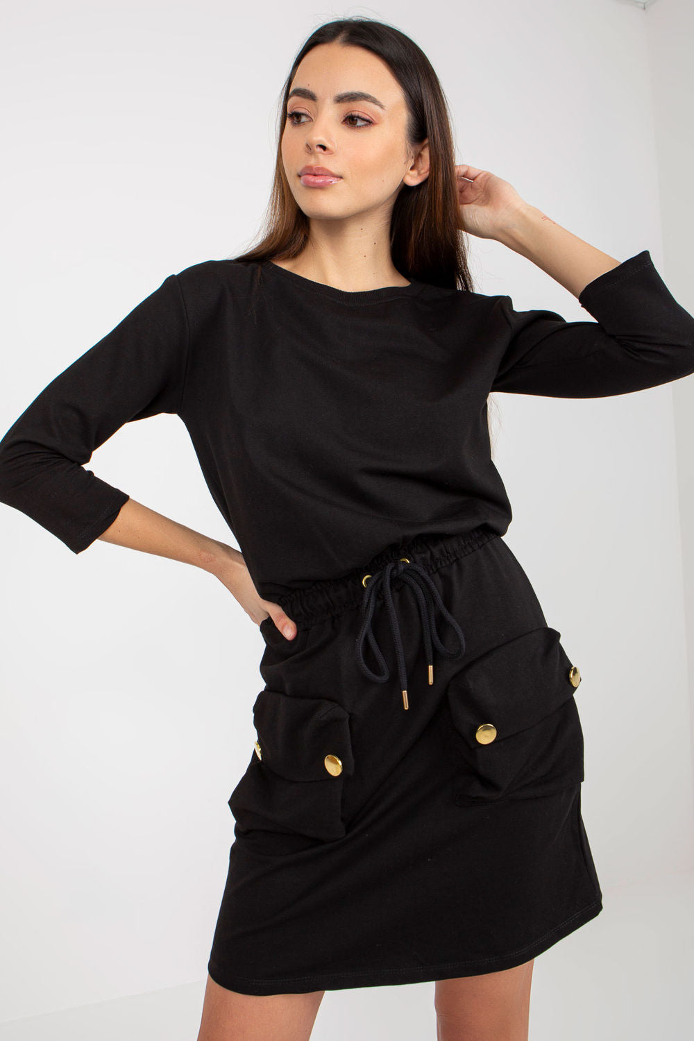 Och Bella Black Round Neck Dress