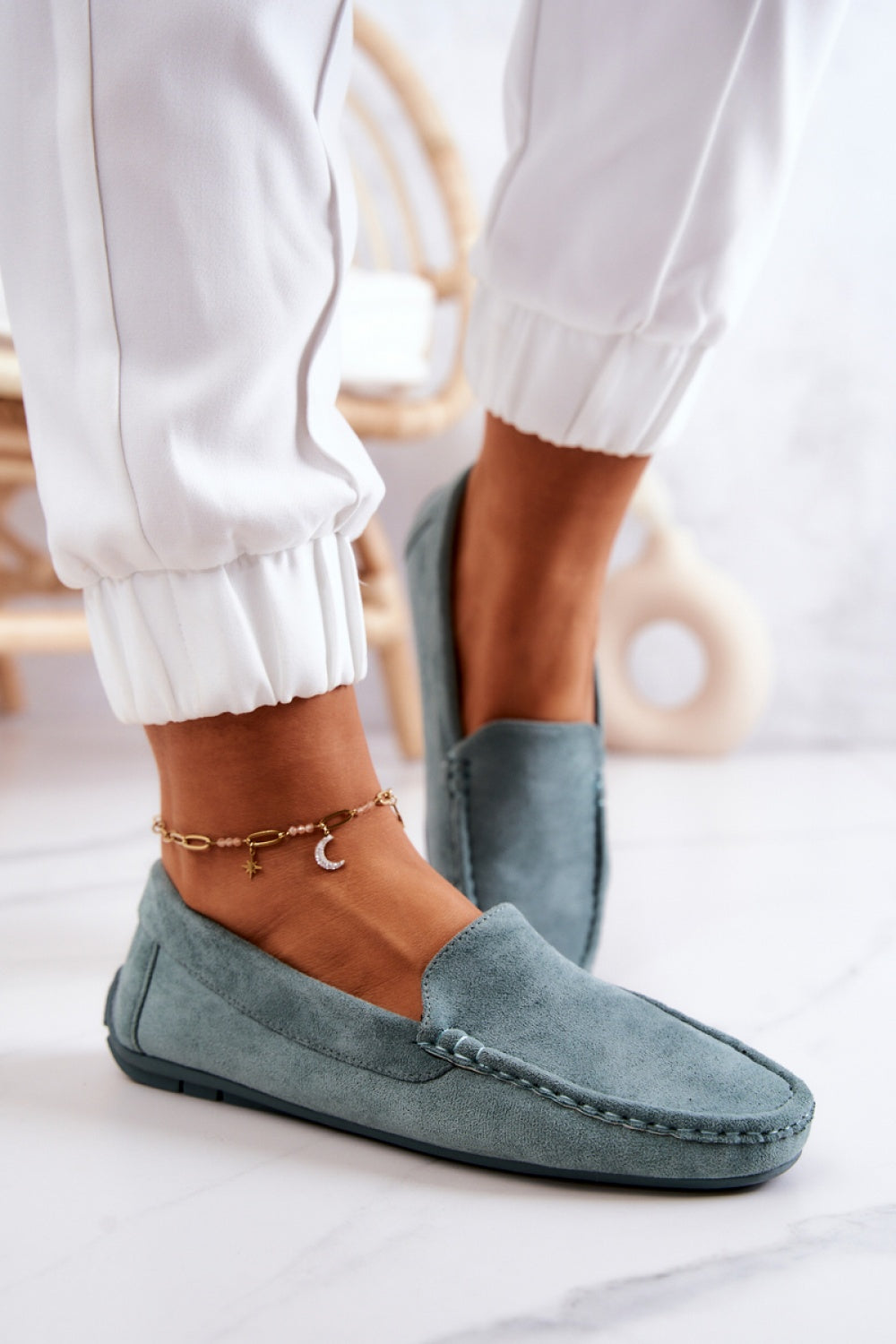 Step In Style Morreno Mint Leather Flat Moccasins - view 3
