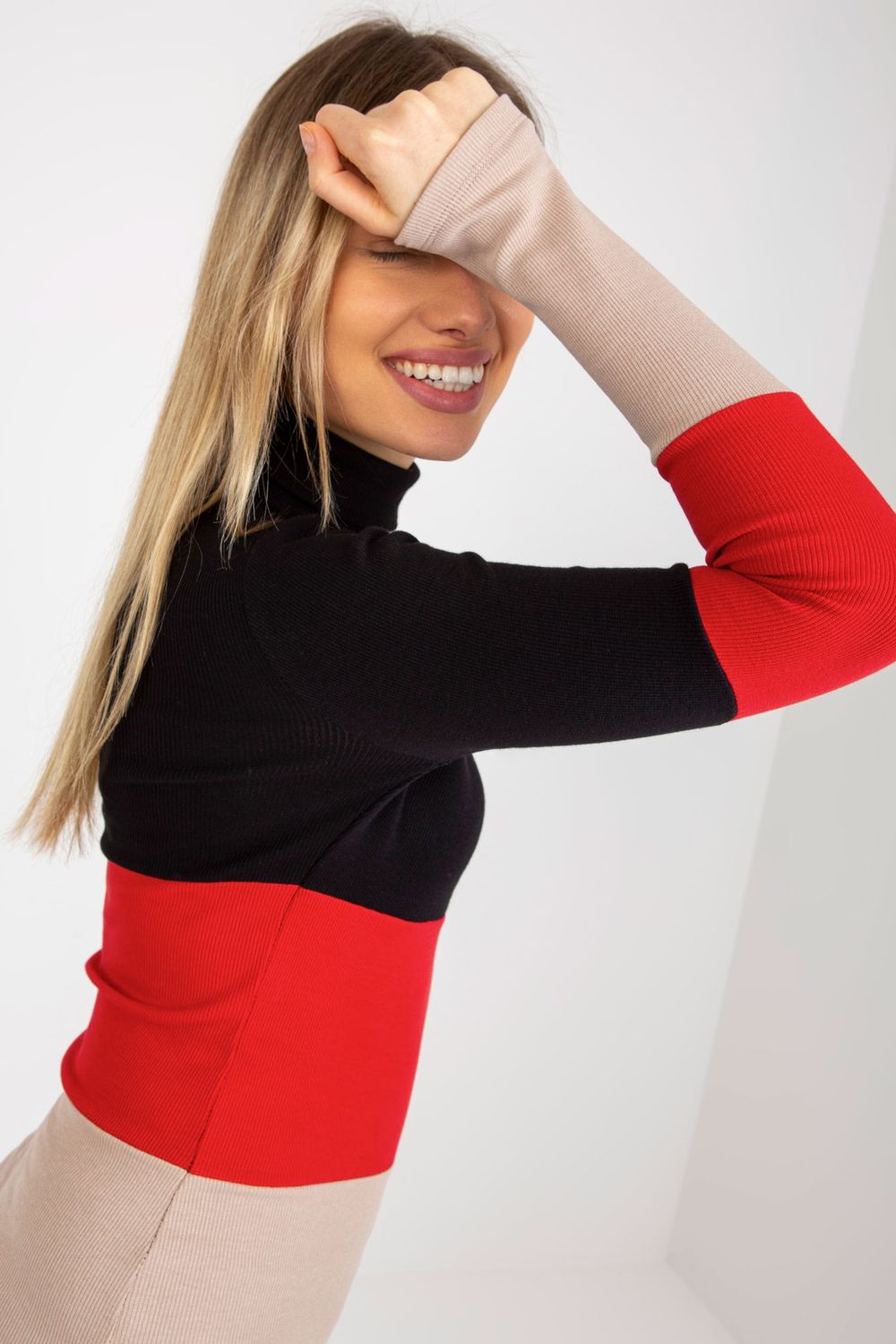 Relevance Red Long Sleeve Roll Neck Jumper - view 4