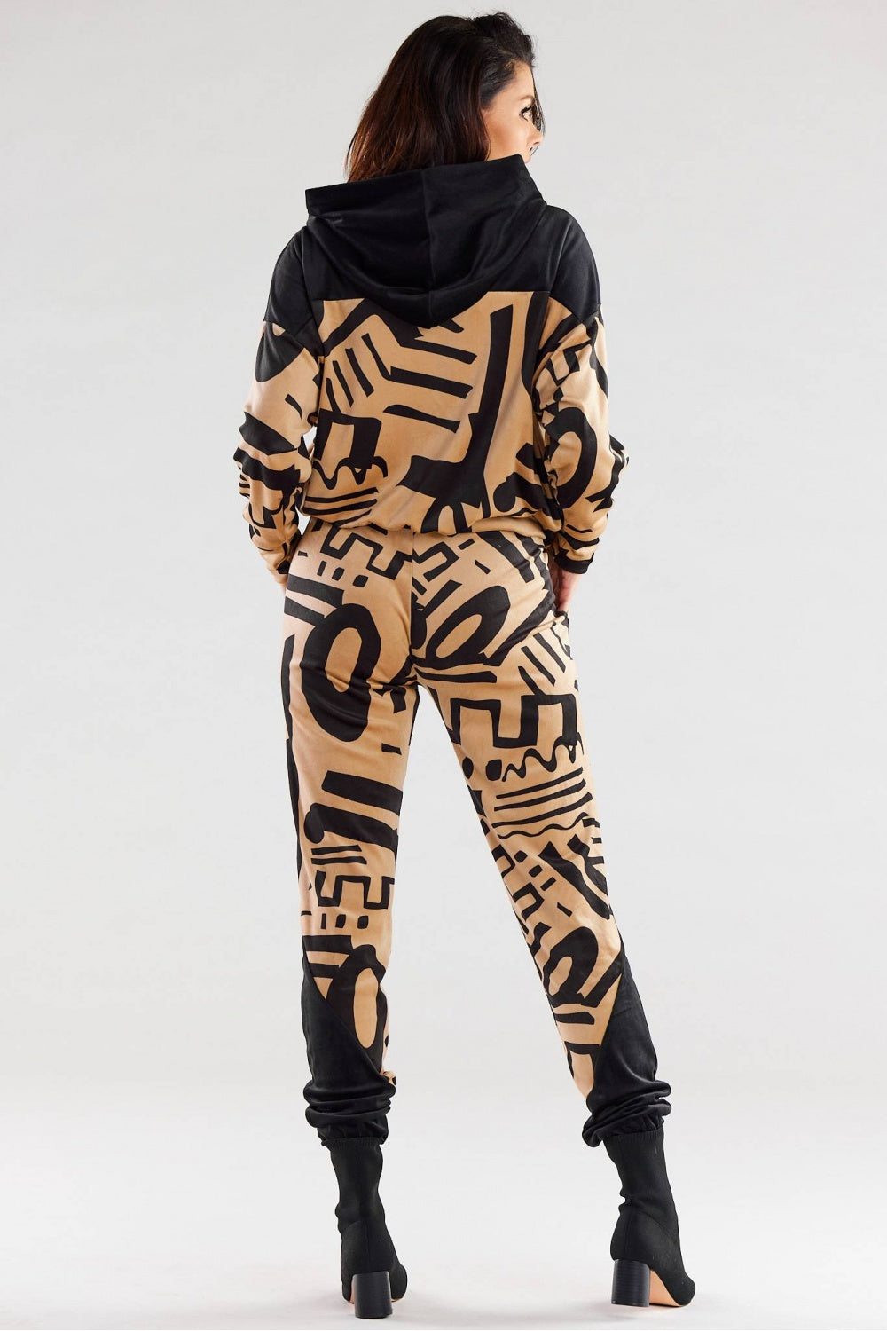 Awama Patterned Polyester Velvet Trousers - view 3