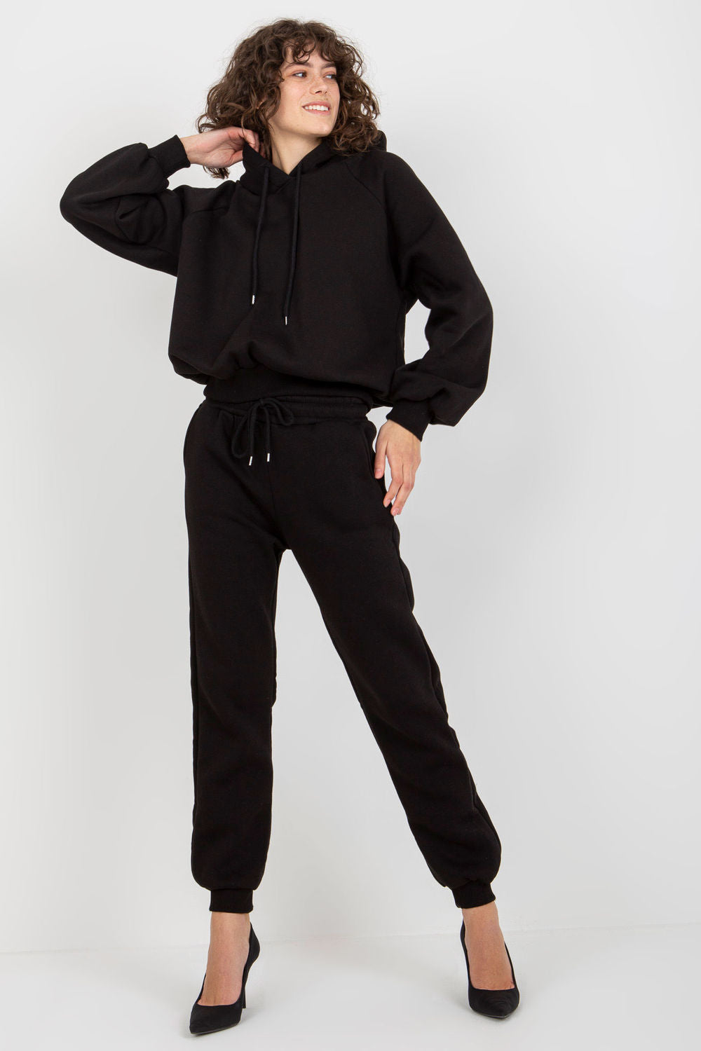 Ex Moda Black Cotton Long Sleeve Co-Ord Set