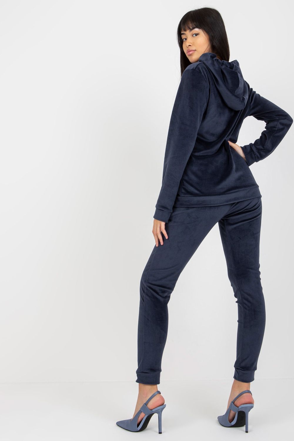 Relevance Navy Velvet Long Sleeve Co-Ord Set - view 3