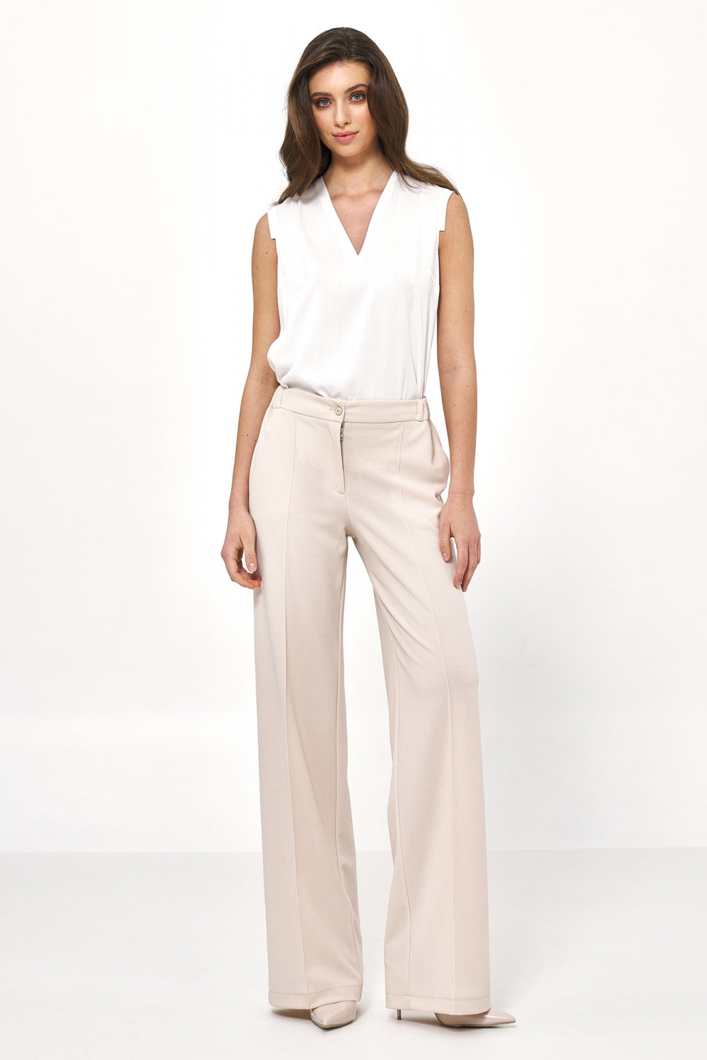 Nife Ecru High Waisted Sleeveless Blouse - view 2