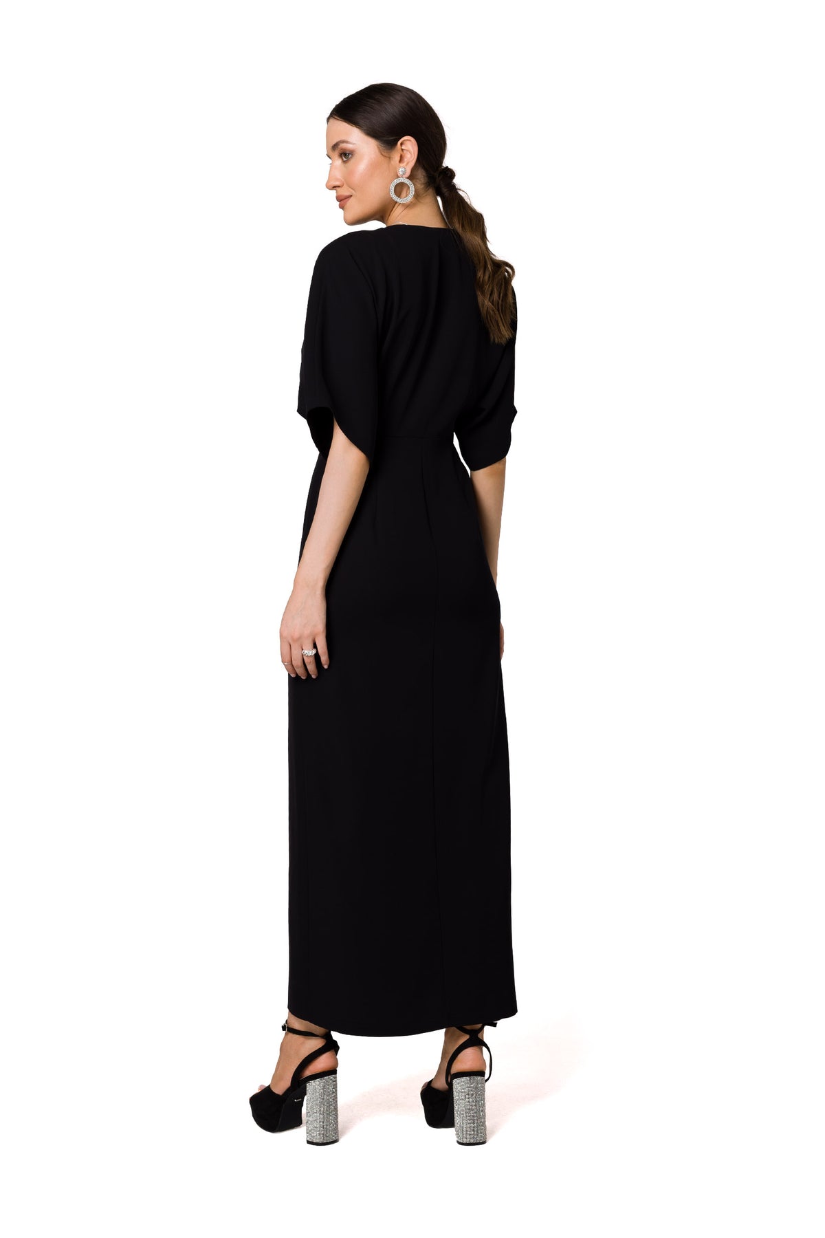 Makover Black V-Neck Evening Dress - view 2