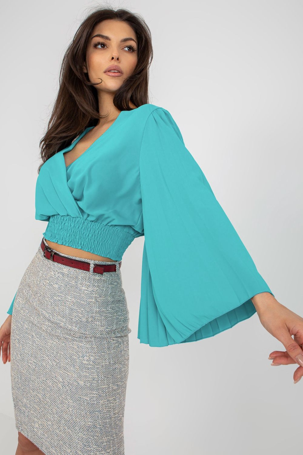 Italy Moda Blue Wrap Blouse - view 2