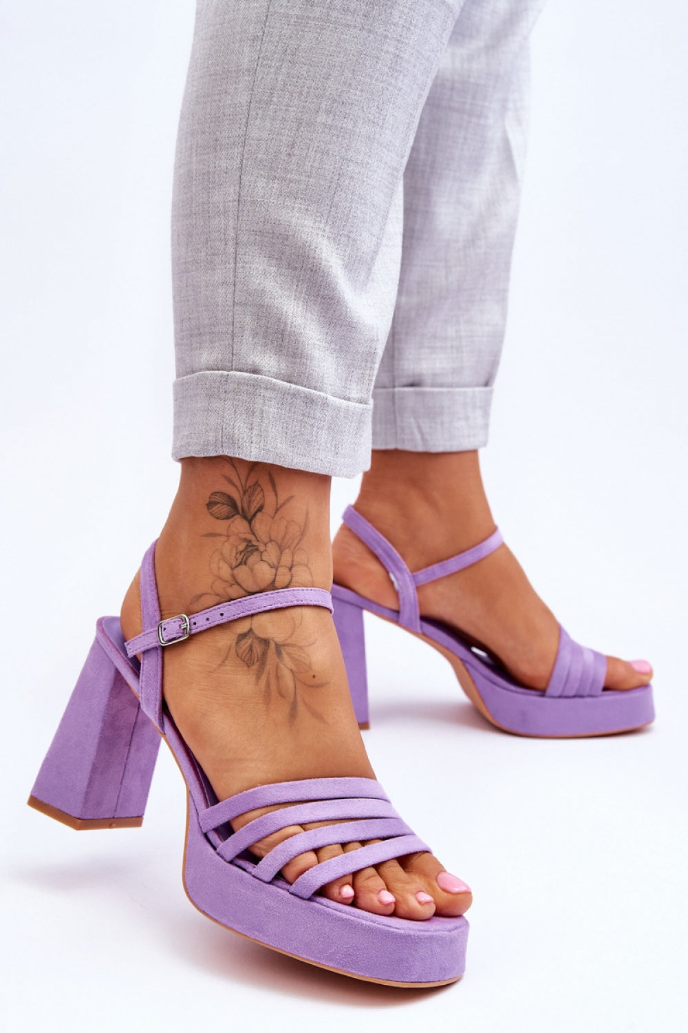 Step In Style Verda Violet Faux Leather Platform Heeled Sandals - view 2