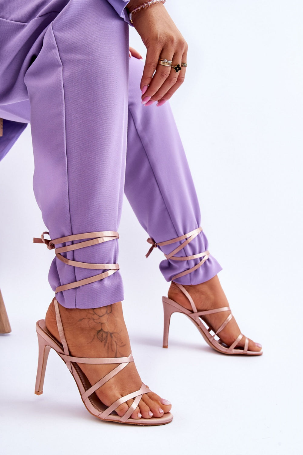 Step In Style Meya Beige Faux Leather Stiletto Strappy Sandals - view 3