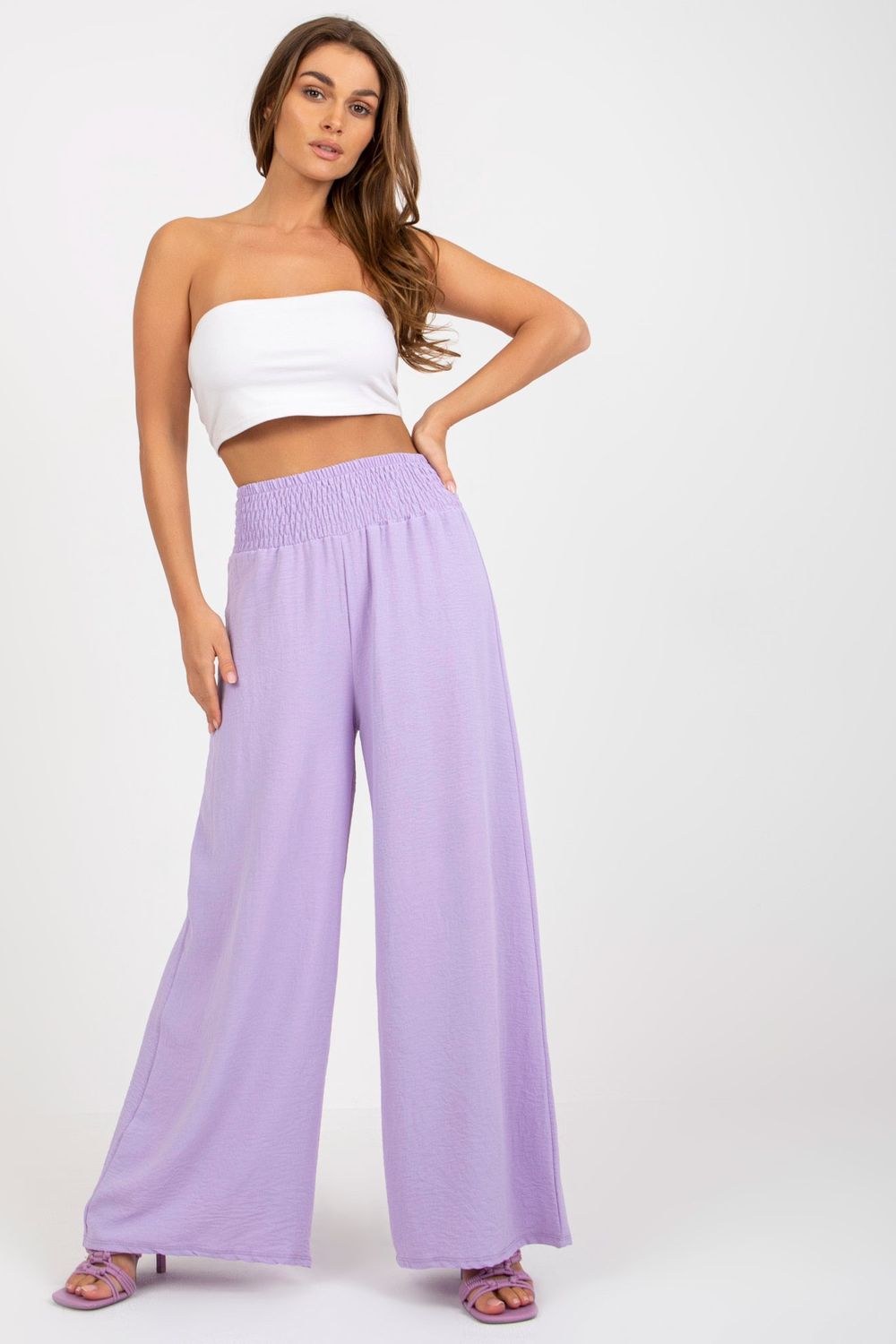 Italy Moda Light Violet High Waisted Trousers