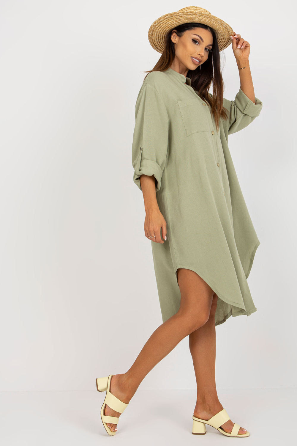Och Bella Light Green Long Sleeve Dress - view 2
