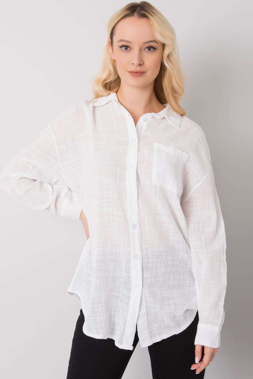 Och Bella White Cotton Long Sleeve Top