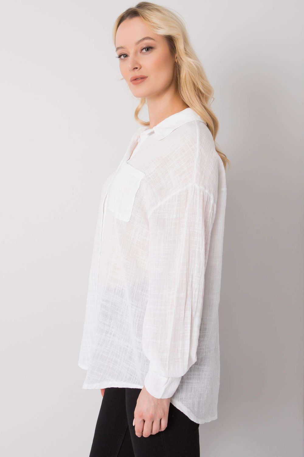 Och Bella White Cotton Long Sleeve Top - view 2