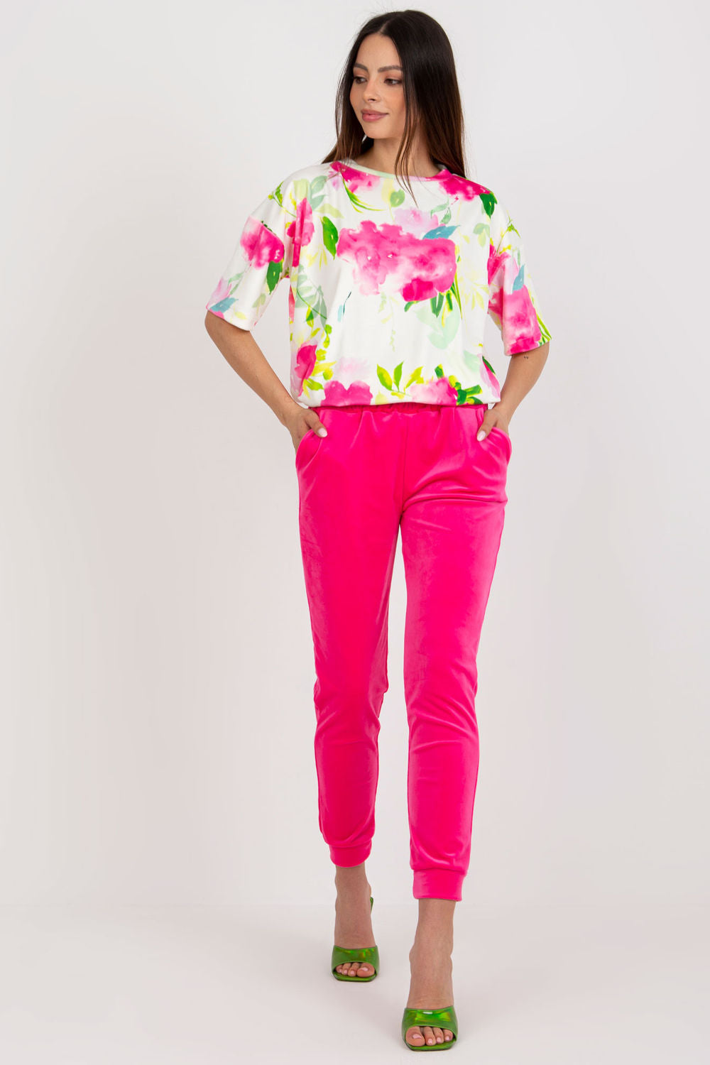 Rue Paris Pink Velvet High Waisted Co-Ord Set