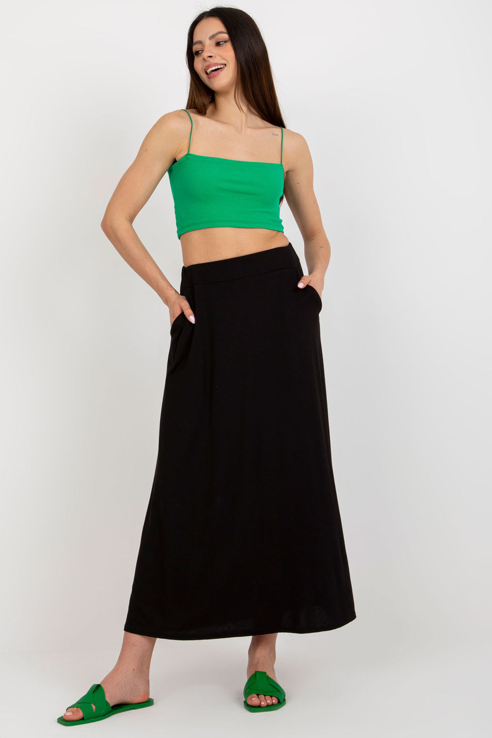 Rue Paris Black Maxi Skirt