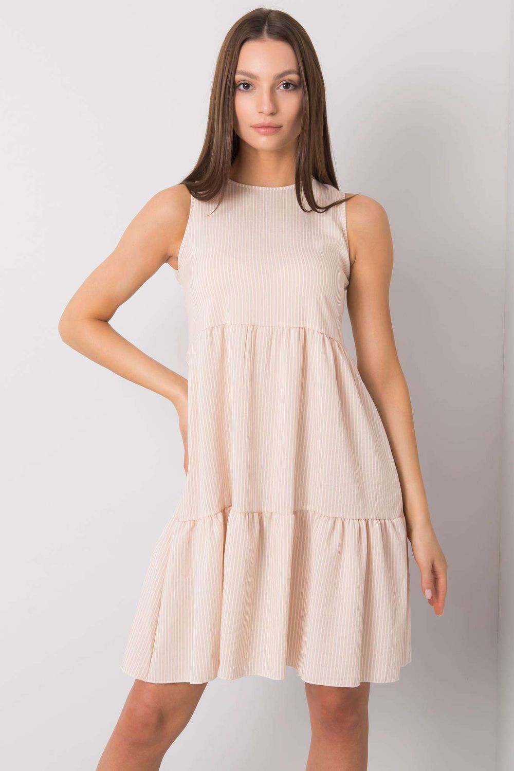 Rue Paris Beige Sleeveless Dress