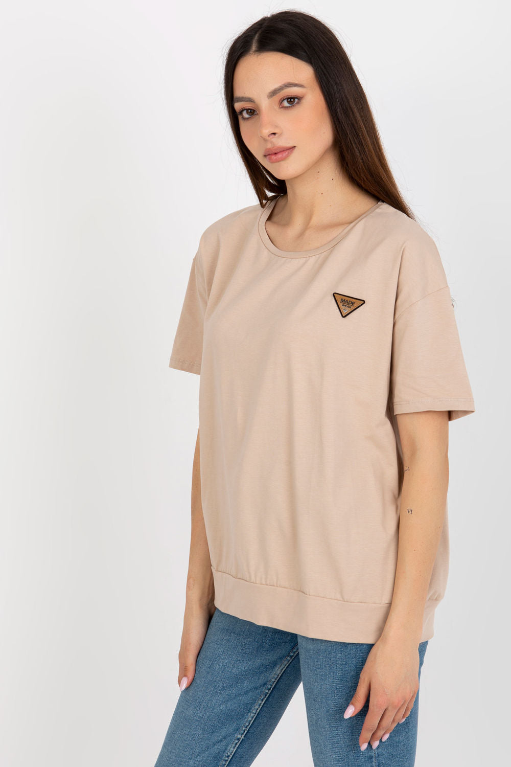 Relevance Beige Short Sleeve Blouse - view 2
