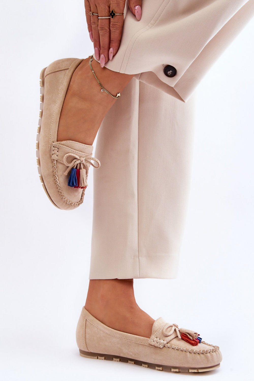 Step In Style Dorine Beige Leather Platform Moccasins - view 3