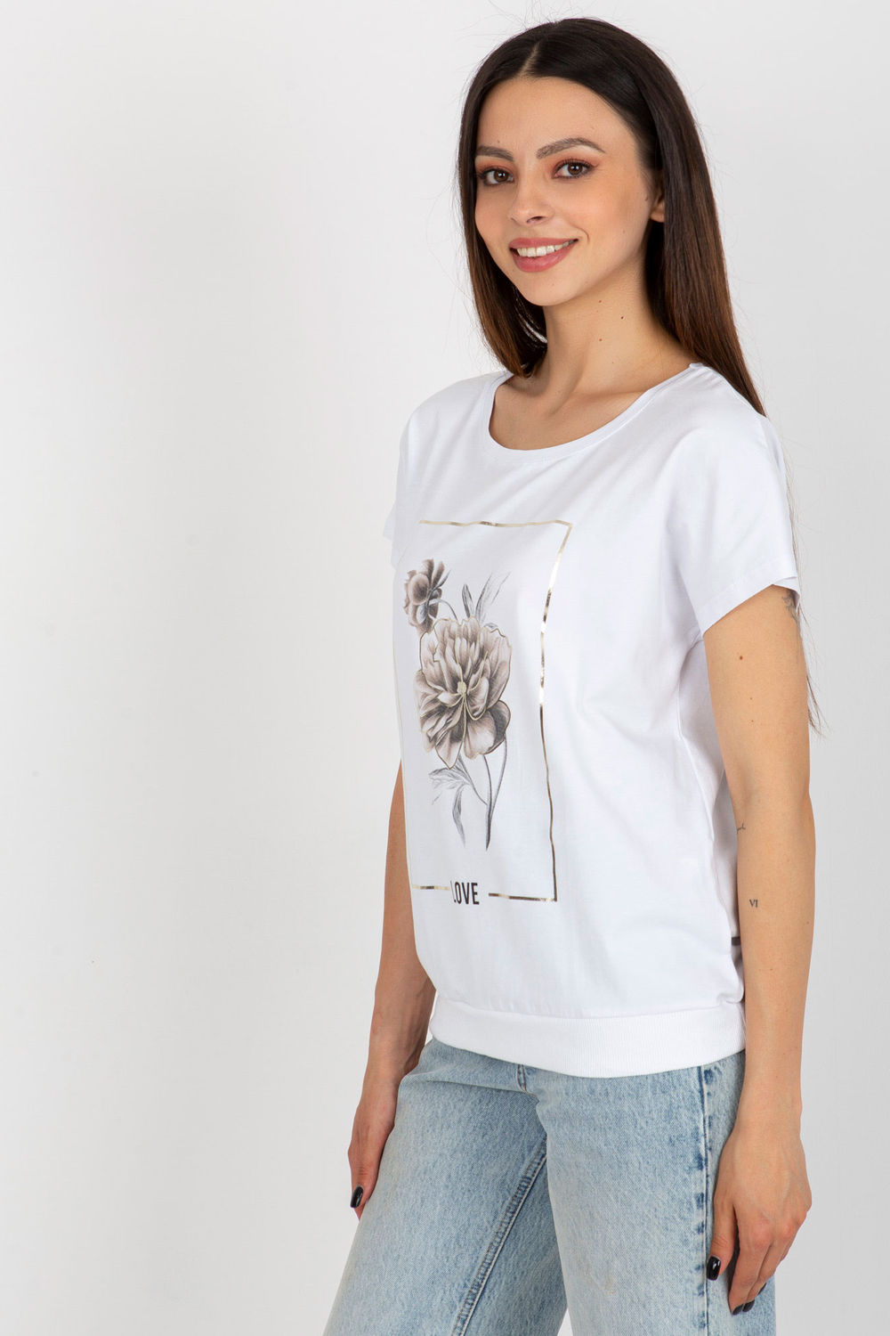Rue Paris White Printed Short Sleeve Cotton Blouse - view 2